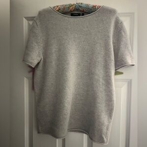 Theory Light Gray Cashmere Knit Top